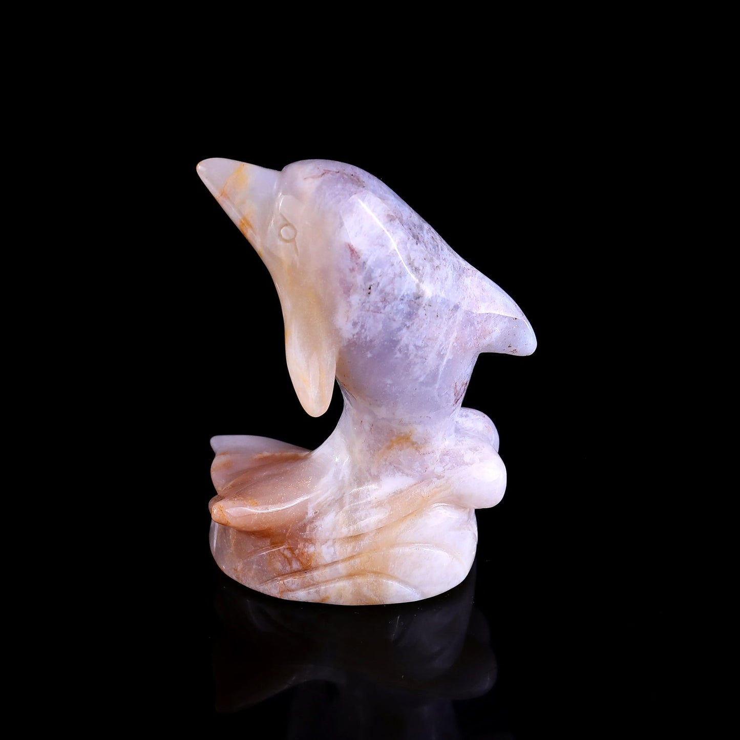 Nicedony 3.0" Chalcedony Hand Carved Crystal Dolphin Sculpture - View 7
