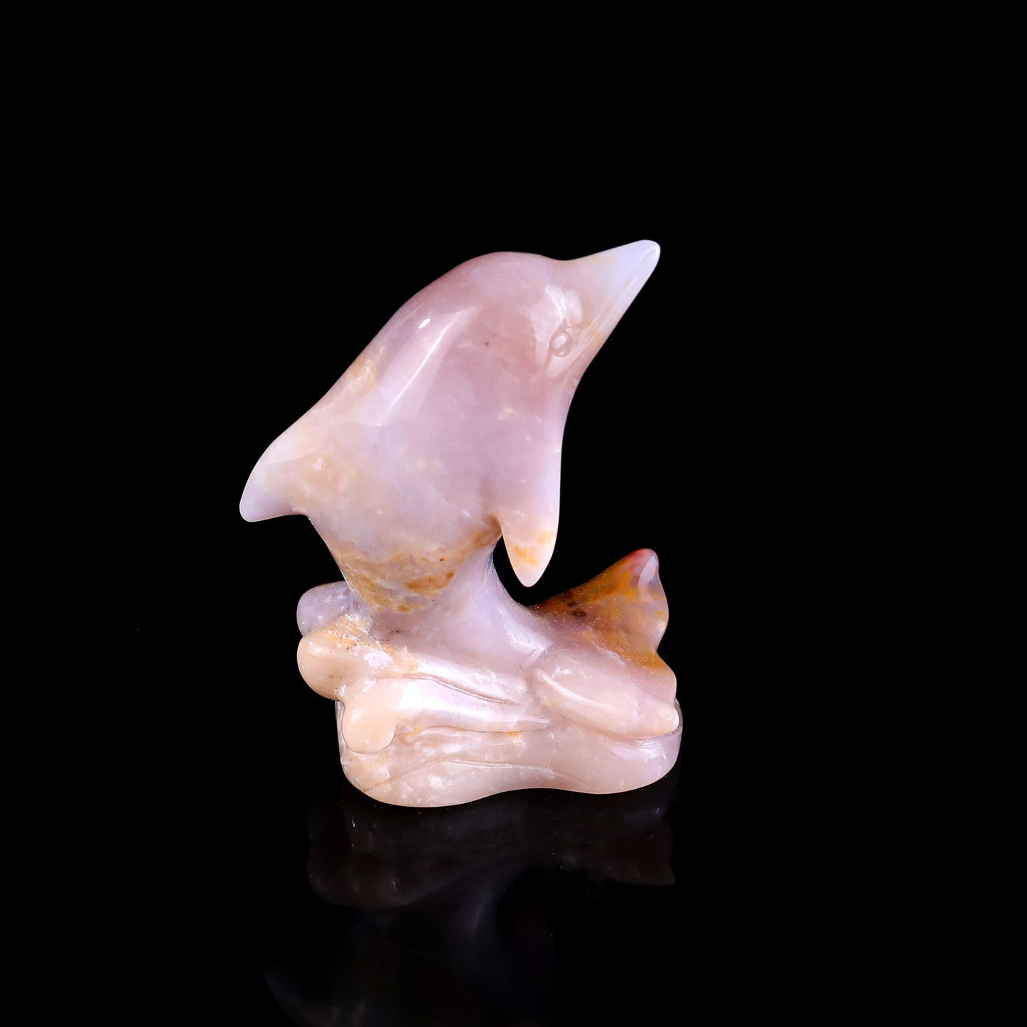 Nicedony 3.0" Chalcedony Hand Carved Crystal Dolphin Sculpture - View 12