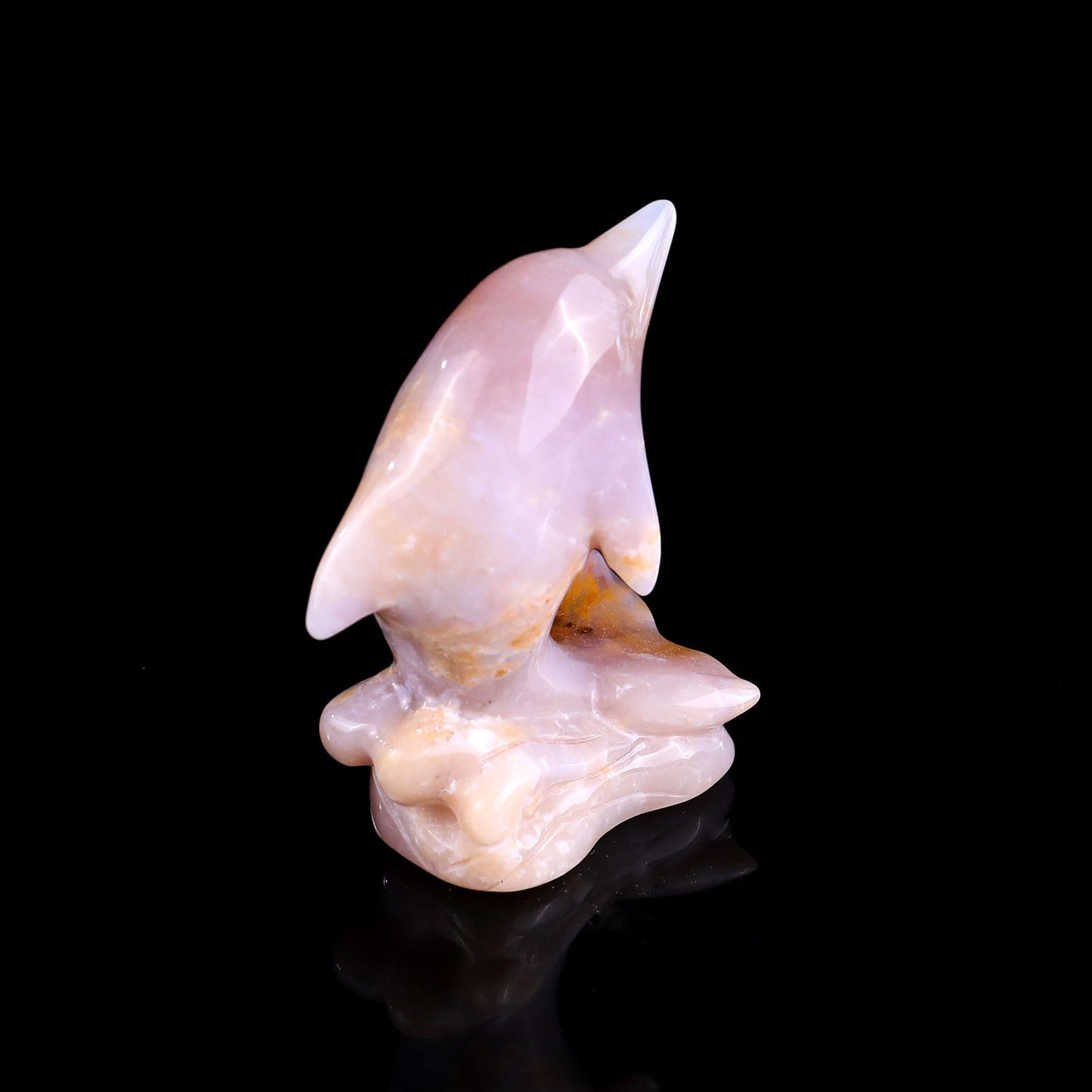 Nicedony 3.0" Chalcedony Hand Carved Crystal Dolphin Sculpture - View 13