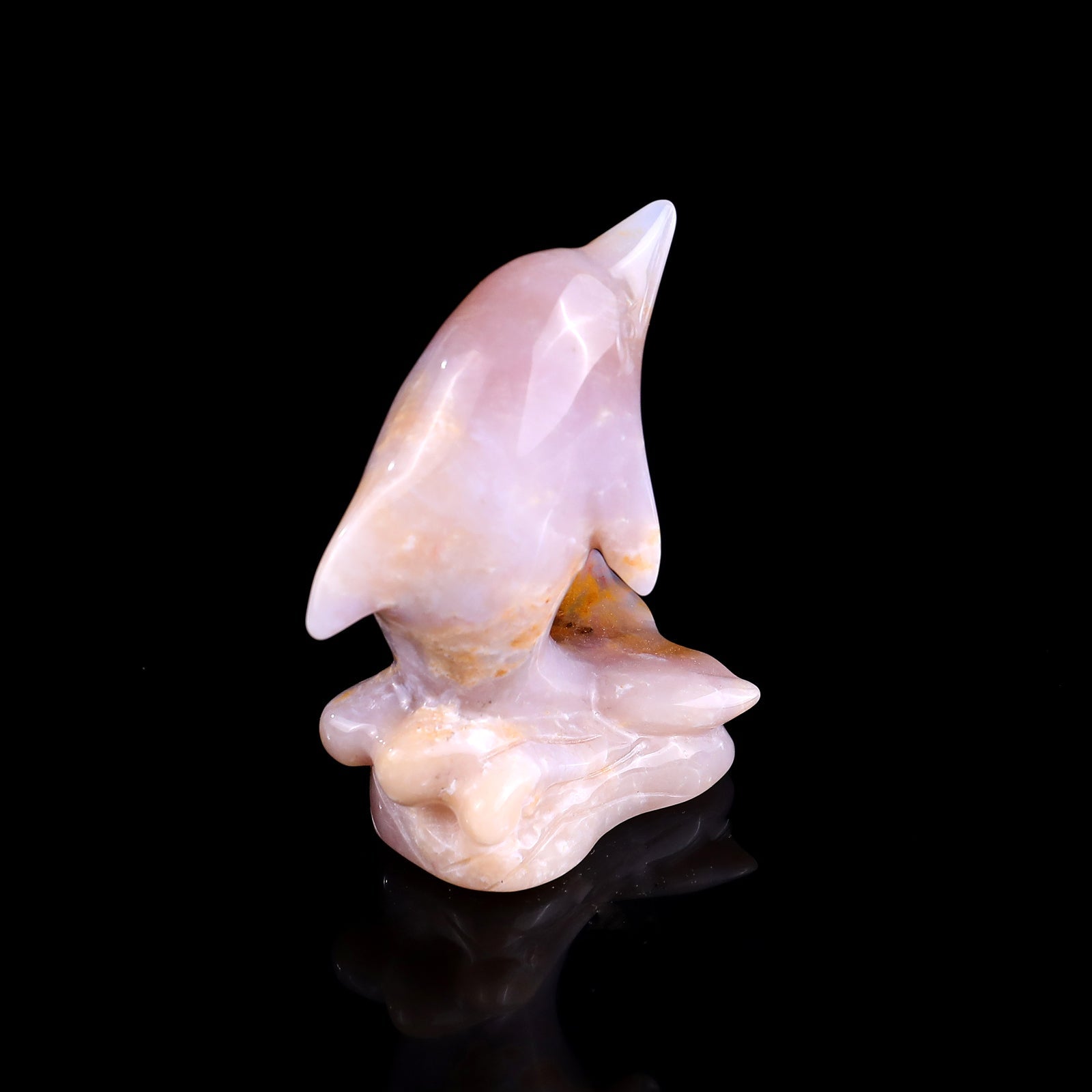 Nicedony 3.0" Chalcedony Hand Carved Crystal Dolphin Sculpture - View 13