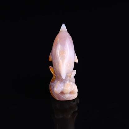 Nicedony 3.0" Chalcedony Hand Carved Crystal Dolphin Sculpture - View 14
