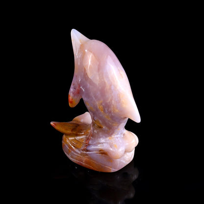 Nicedony 3.0" Chalcedony Hand Carved Crystal Dolphin Sculpture - View 15