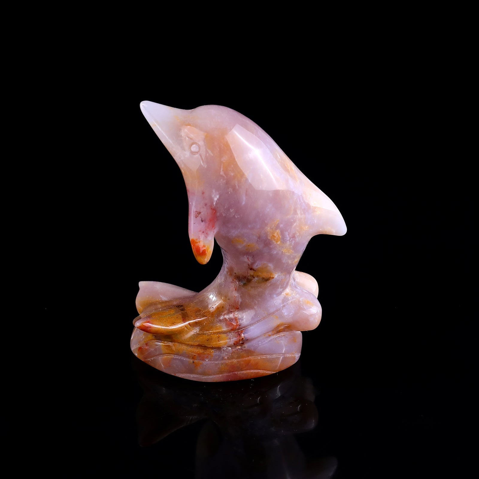Nicedony 3.0" Chalcedony Hand Carved Crystal Dolphin Sculpture - View 16