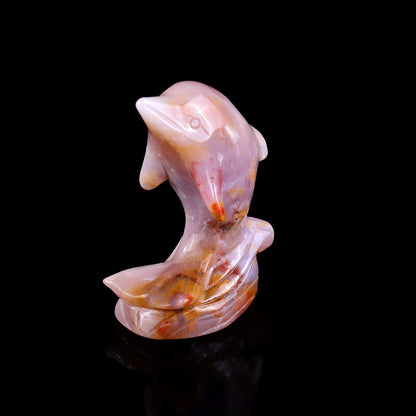 Nicedony 3.0" Chalcedony Hand Carved Crystal Dolphin Sculpture - View 18