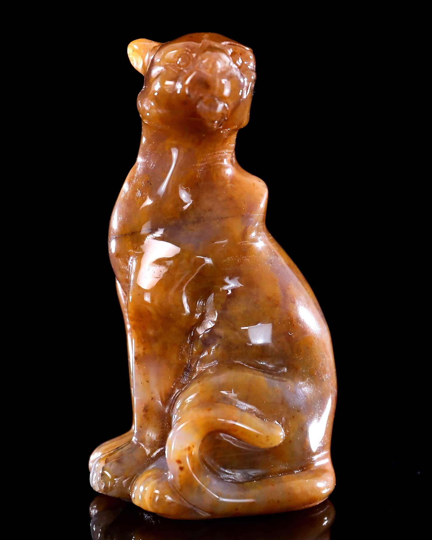 Nicedony 3.0" Chalcedony Hand Carved Crystal Leopard Sculpture - View 2