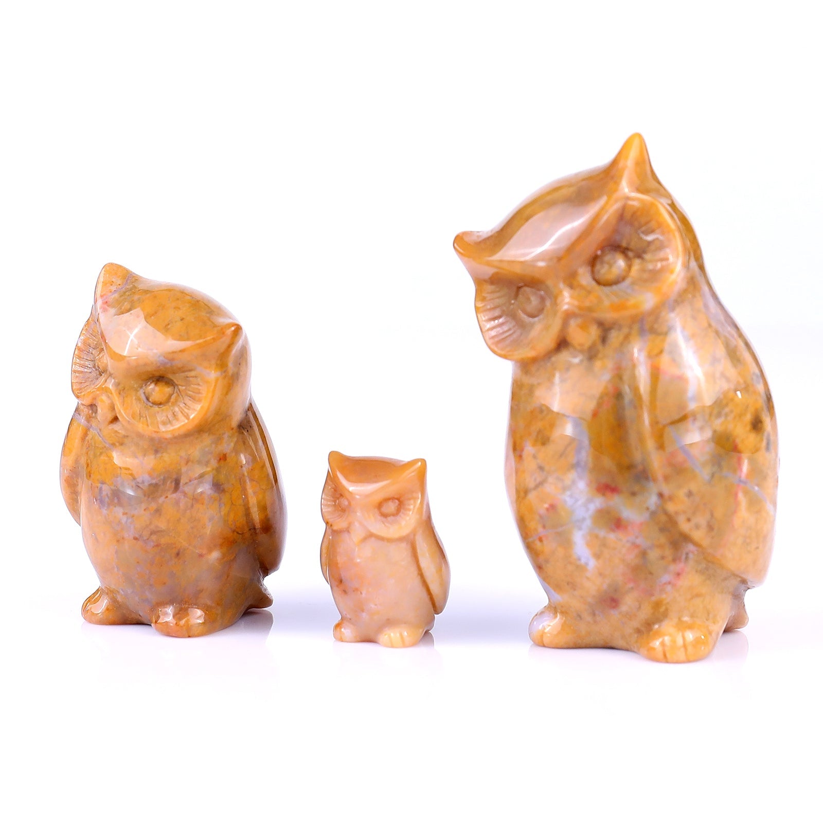 Nicedony 3.0" Chalcedony Hand Carved Crystal Owl's Family Sculpture - View 8