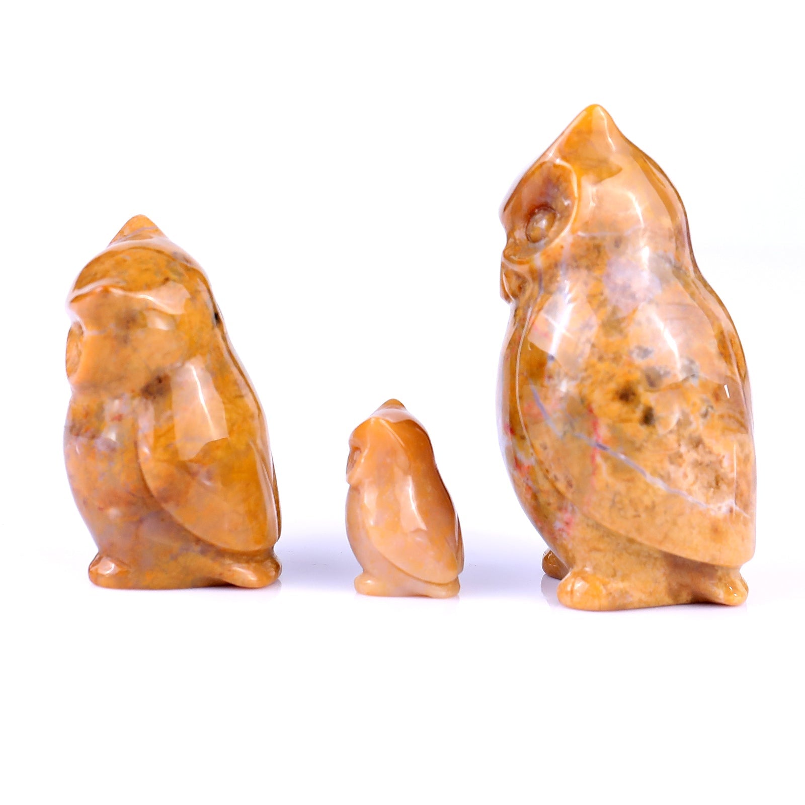 Nicedony 3.0" Chalcedony Hand Carved Crystal Owl's Family Sculpture - View 5