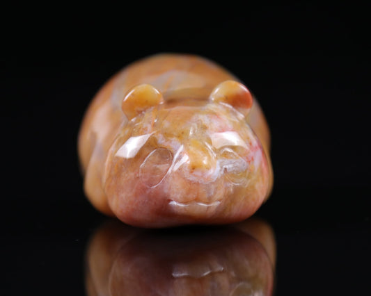 Nicedony 3.0" Chalcedony Hand Carved Crystal Panda Sculpture - #3100015