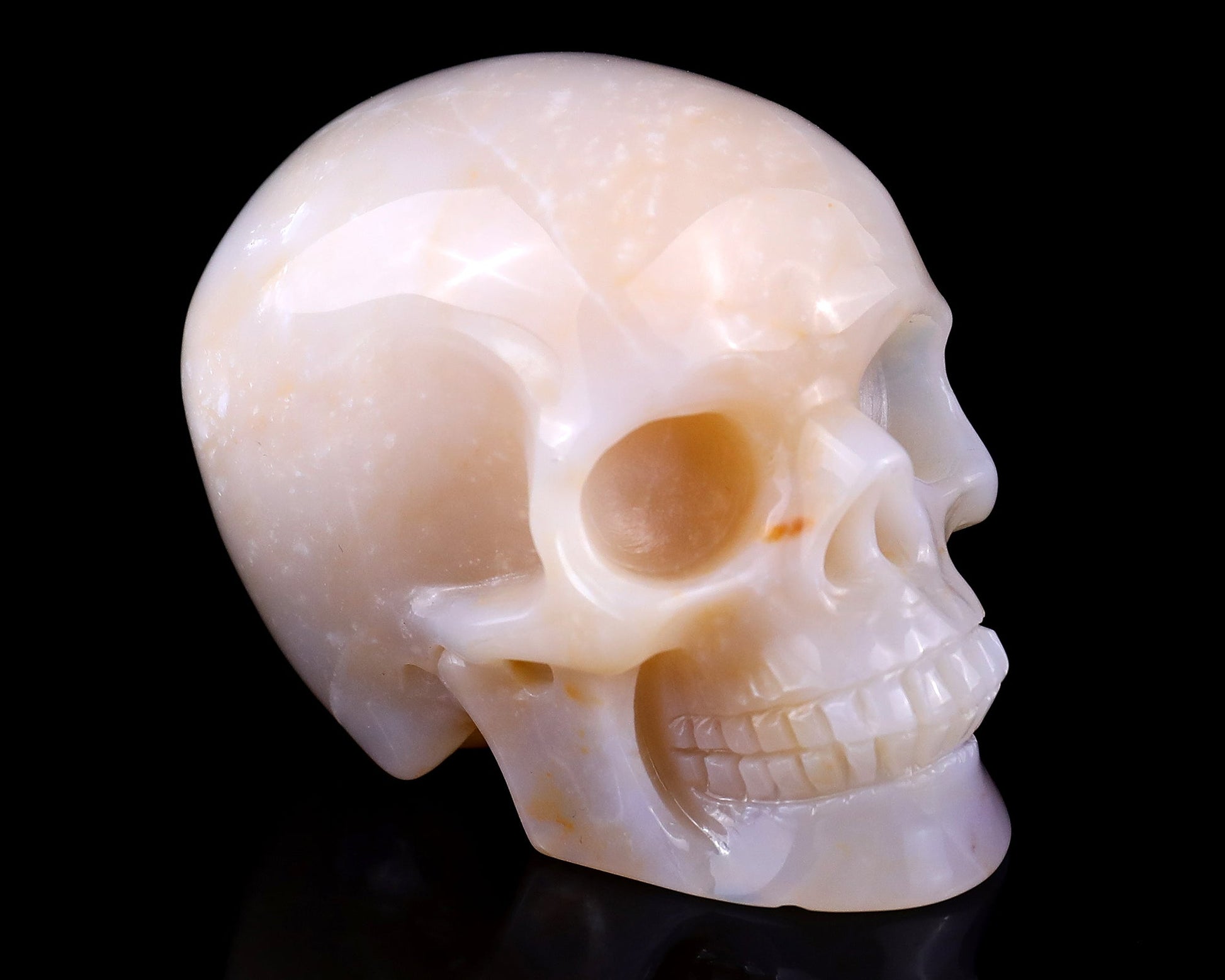 Nicedony 3.0" Chalcedony Hand Carved Realistic Skull Sculpture
