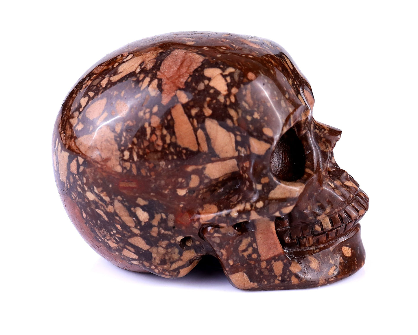 Nicedony 3.0" Coffee Stone Hand Carved Realistic Skull Sculpture - View 3