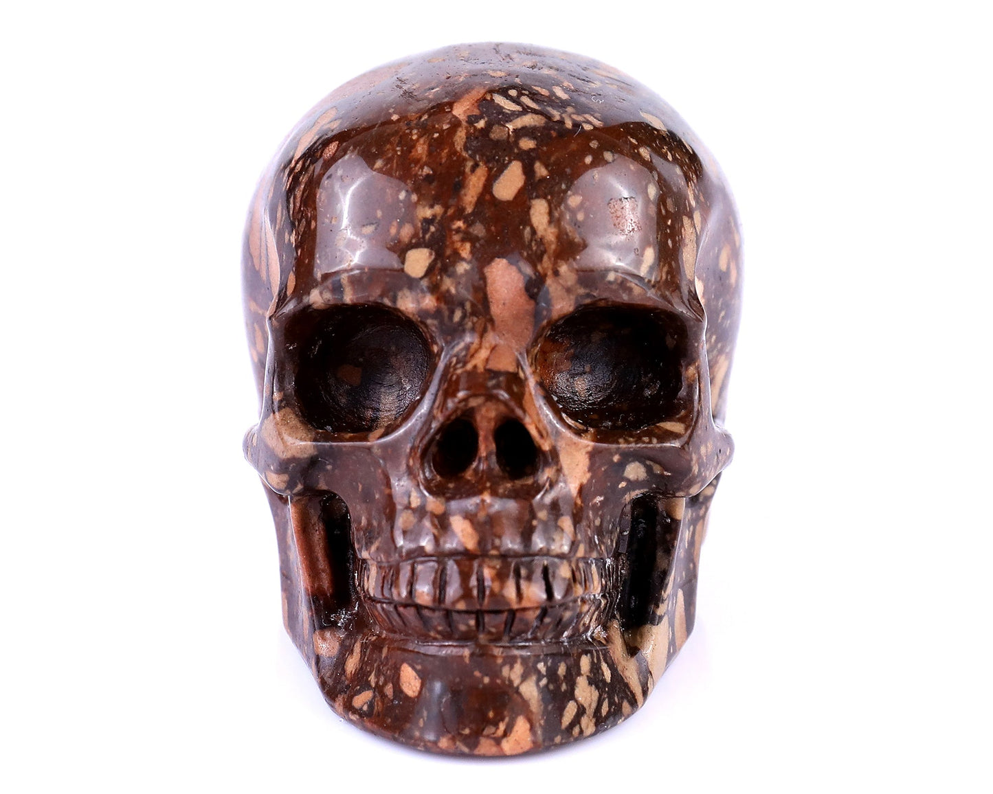 Nicedony 3.0" Coffee Stone Hand Carved Realistic Skull Sculpture - View 2