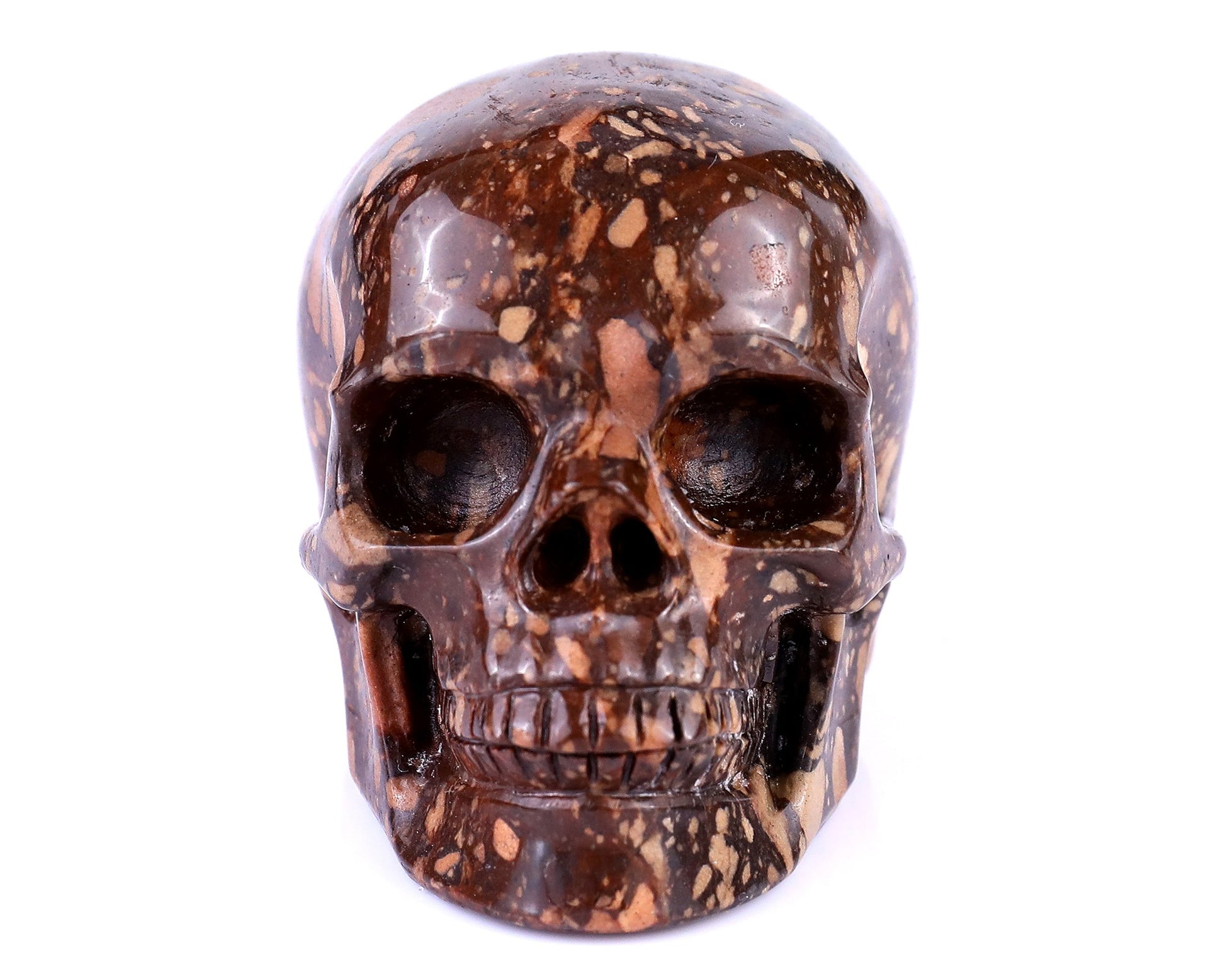 Nicedony 3.0" Coffee Stone Hand Carved Realistic Skull Sculpture - View 2