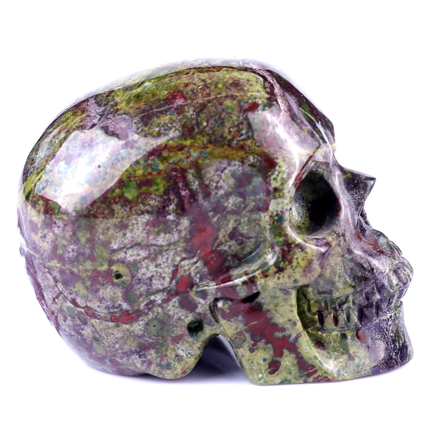 Nicedony 3.0" Dragon Blood Jasper Hand Carved Realistic Skull - View 3