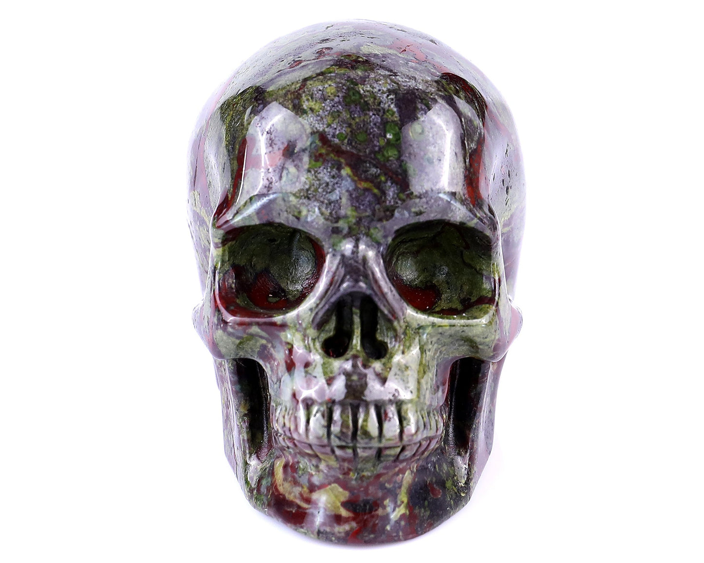 Nicedony 3.0" Dragon Blood Jasper Hand Carved Realistic Skull - View 10