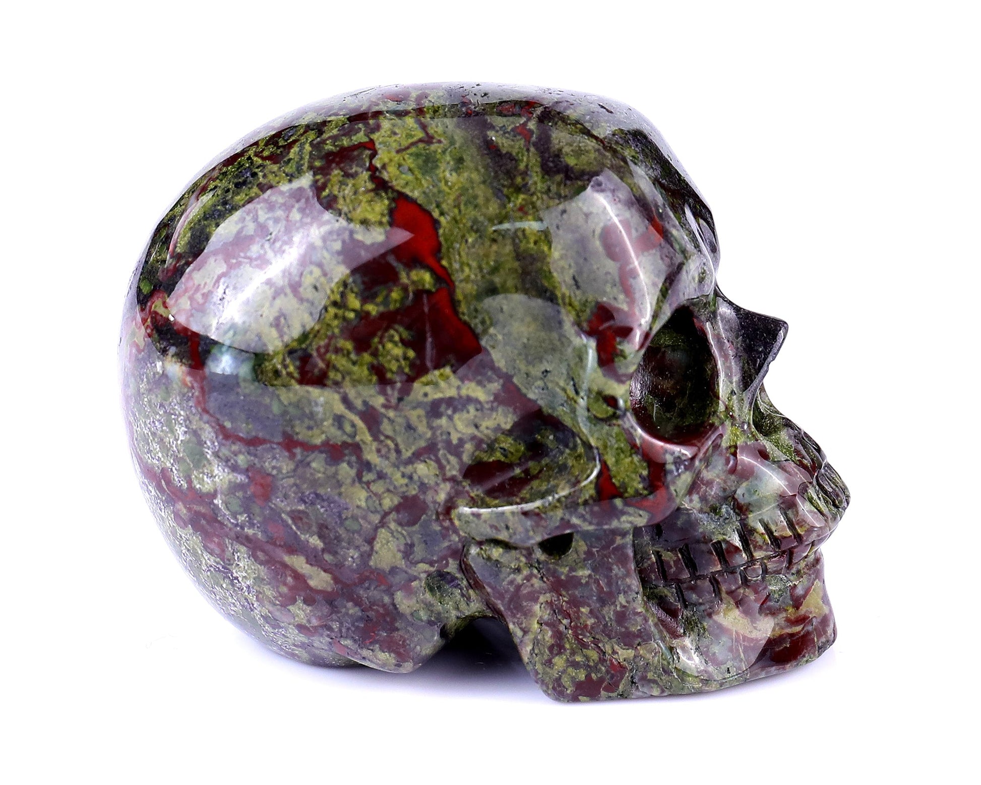 Nicedony 3.0" Dragon Blood Jasper Hand Carved Realistic Skull - View 9