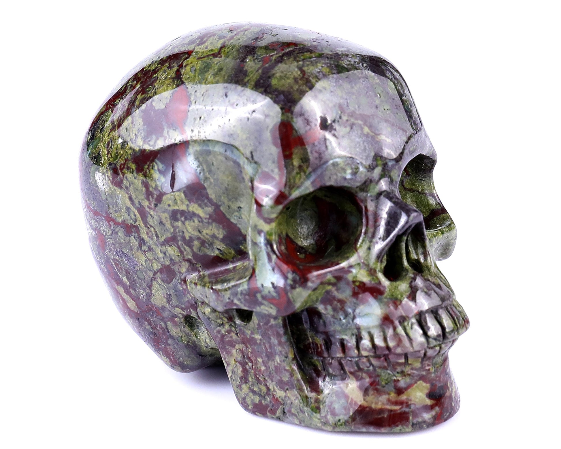 Nicedony 3.0" Dragon Blood Jasper Hand Carved Realistic Skull - View 8