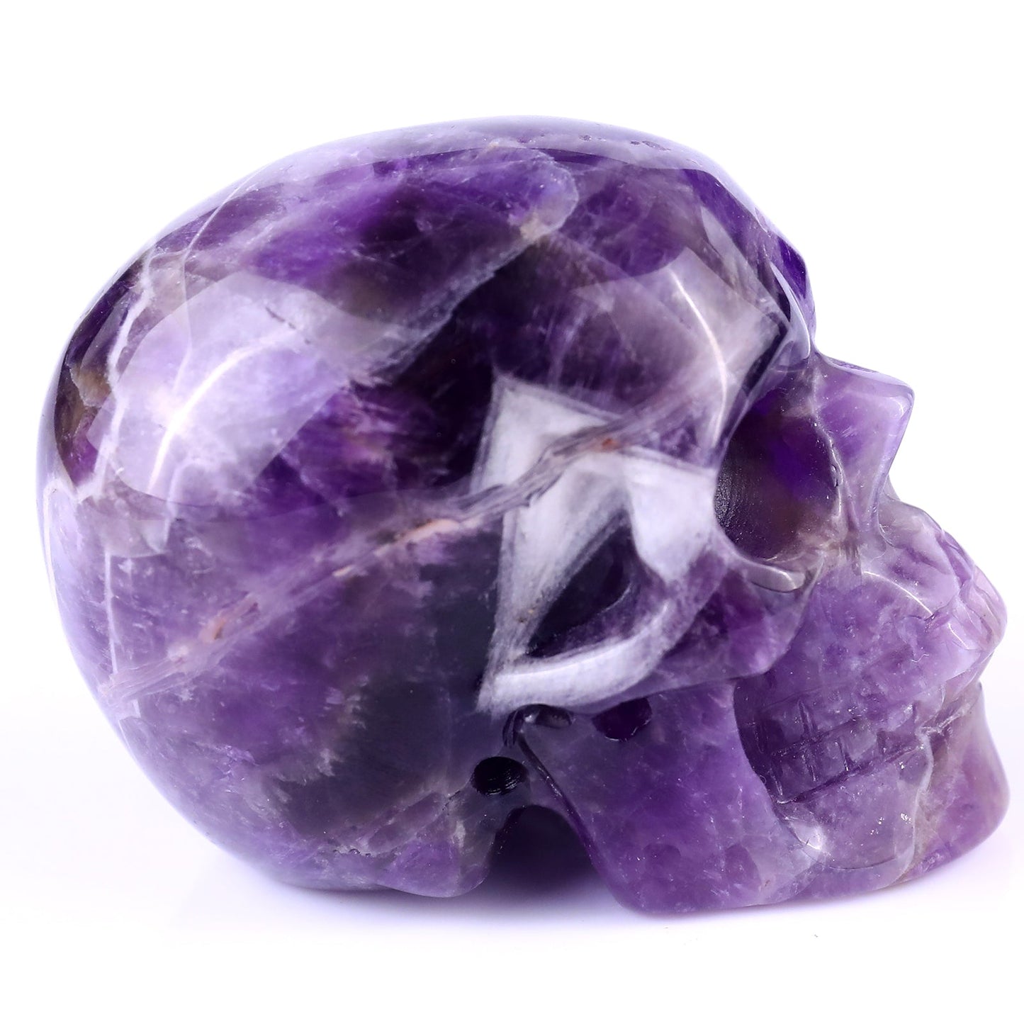 Nicedony 3.0" Dream Amethyst Hand Carved Realistic Skull Sculpture - View 3