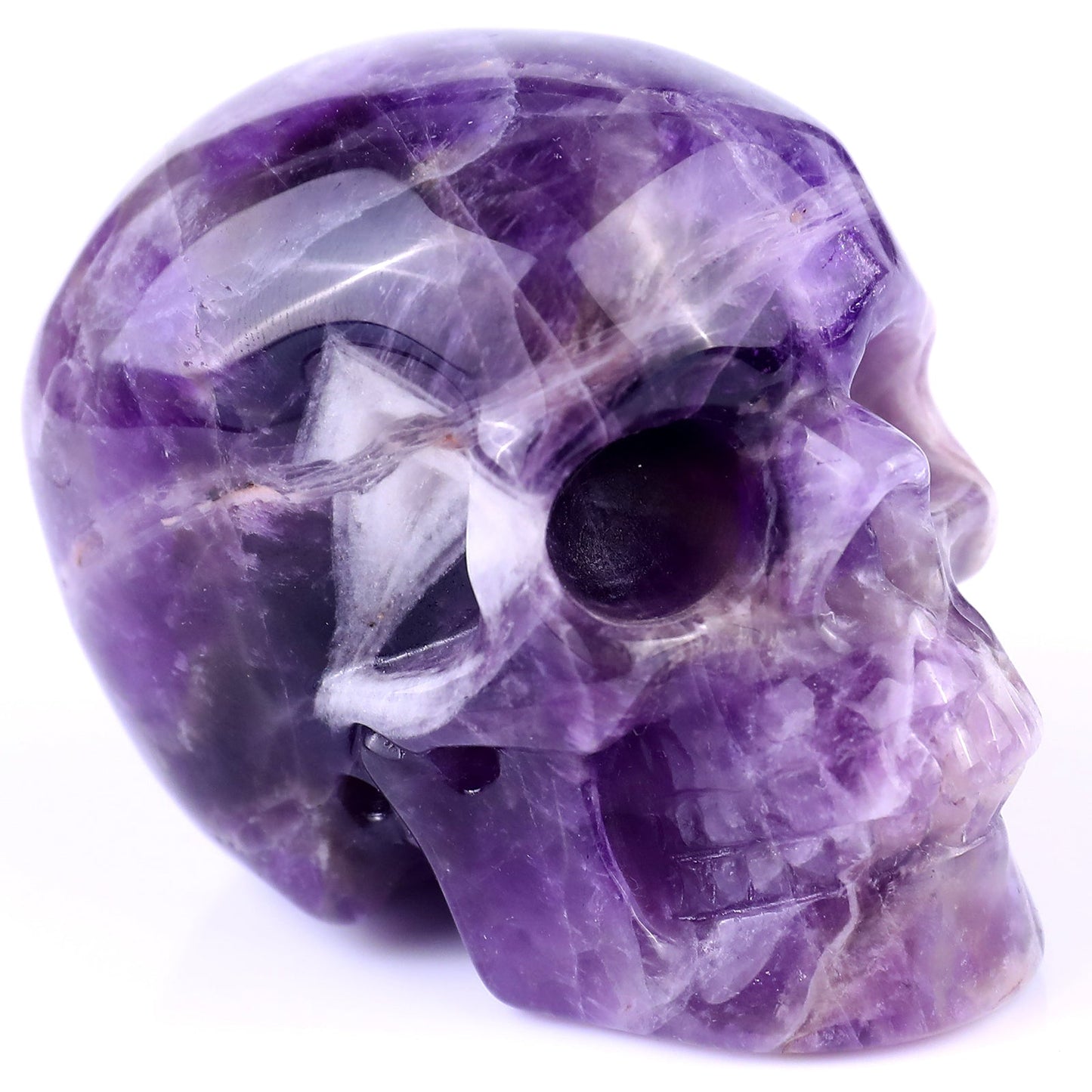 Nicedony 3.0" Dream Amethyst Hand Carved Realistic Skull Sculpture - #2100030