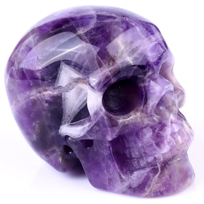 Nicedony 3.0" Dream Amethyst Hand Carved Realistic Skull Sculpture - #2100030