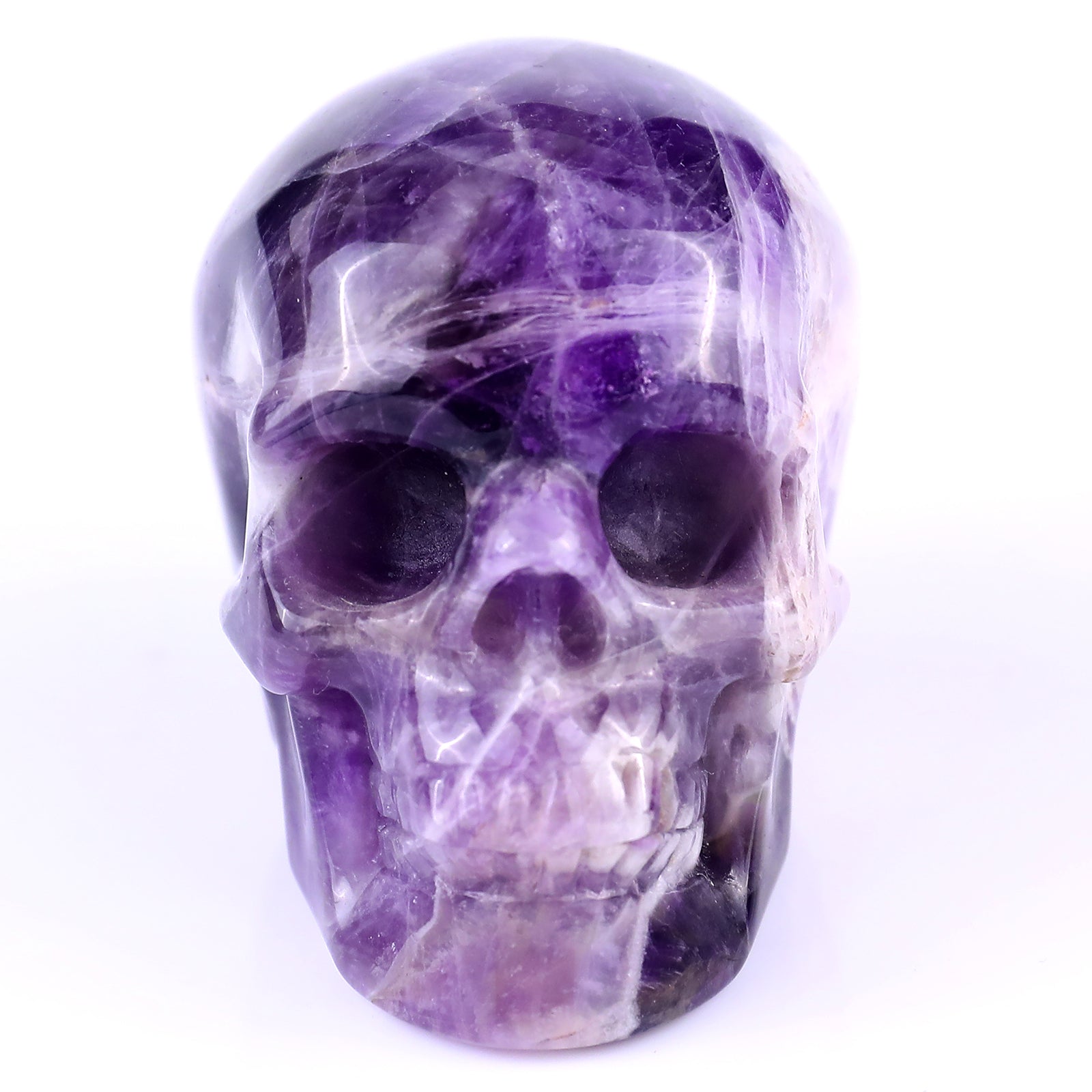 Nicedony 3.0" Dream Amethyst Hand Carved Realistic Skull Sculpture - #5100085
