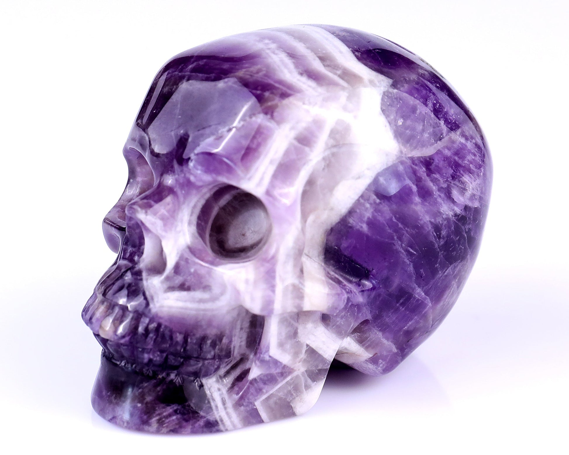 Nicedony 3.0" Dream Amethyst Hand Carved Realistic Skull Sculpture - View 7