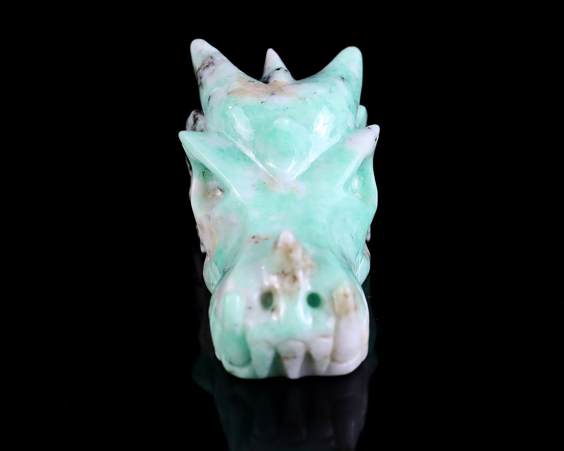 Nicedony 3.0" Emerald Hand Carved Crystal Dragon Skull Sculpture - View 2