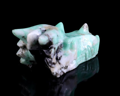 Nicedony 3.0" Emerald Hand Carved Crystal Dragon Skull Sculpture - View 4