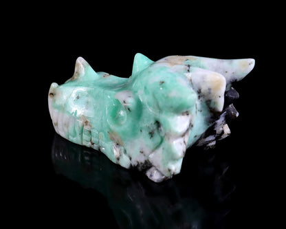 Nicedony 3.0" Emerald Hand Carved Crystal Dragon Skull Sculpture - View 6