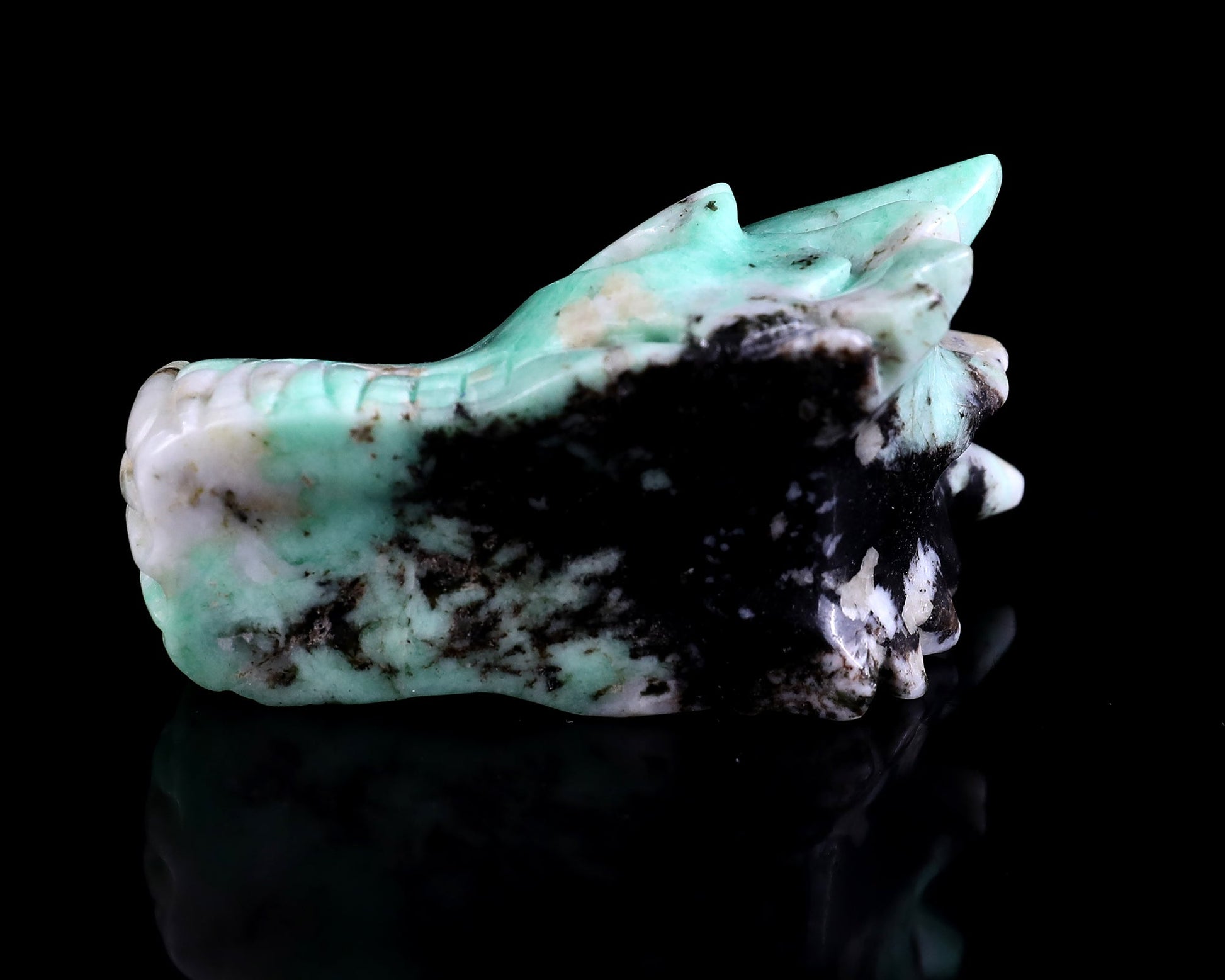 Nicedony 3.0" Emerald Hand Carved Crystal Dragon Skull Sculpture - View 8