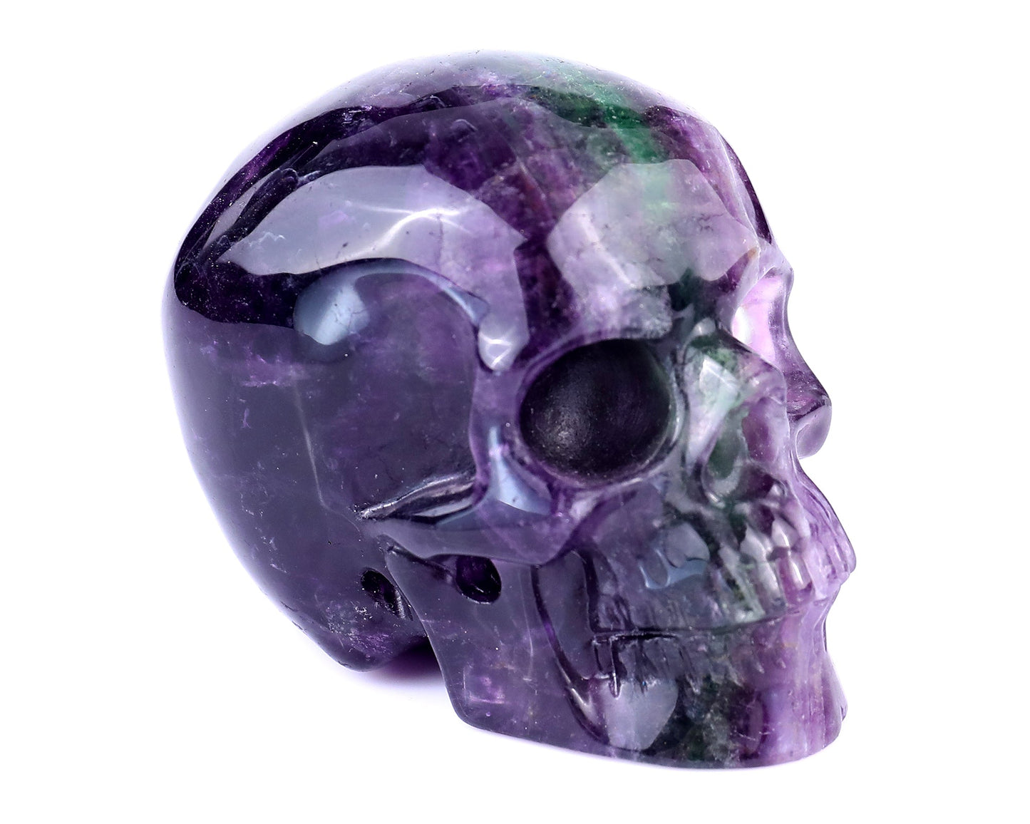Nicedony 3.0" Fluorite Hand Carved Crystal Realistic Skull Sculpture