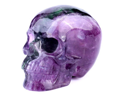 Nicedony 3.0" Fluorite Hand Carved Crystal Realistic Skull Sculpture - View 7