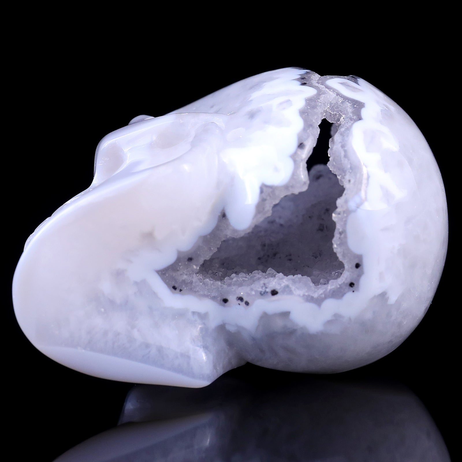 Nicedony 3.0" Geode Agate Hand Carved Crystal Geode Skull Sculpture - View 5
