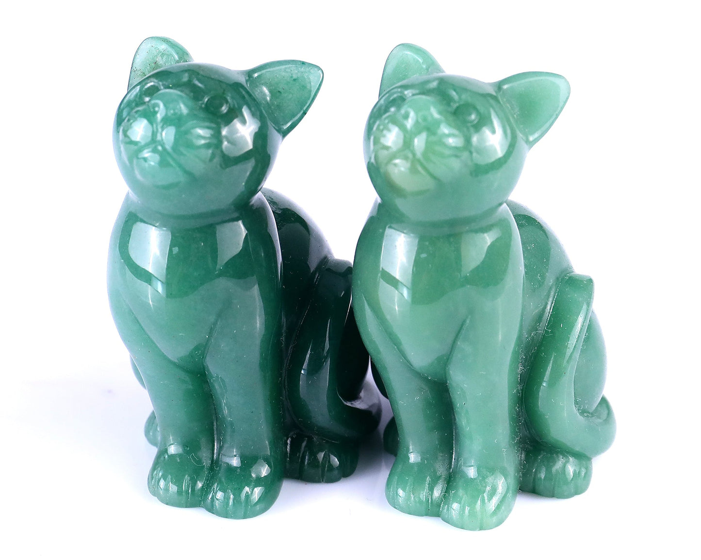 Nicedony 3.0" Green Aventurine Hand Carved Crystal Cat Sculpture