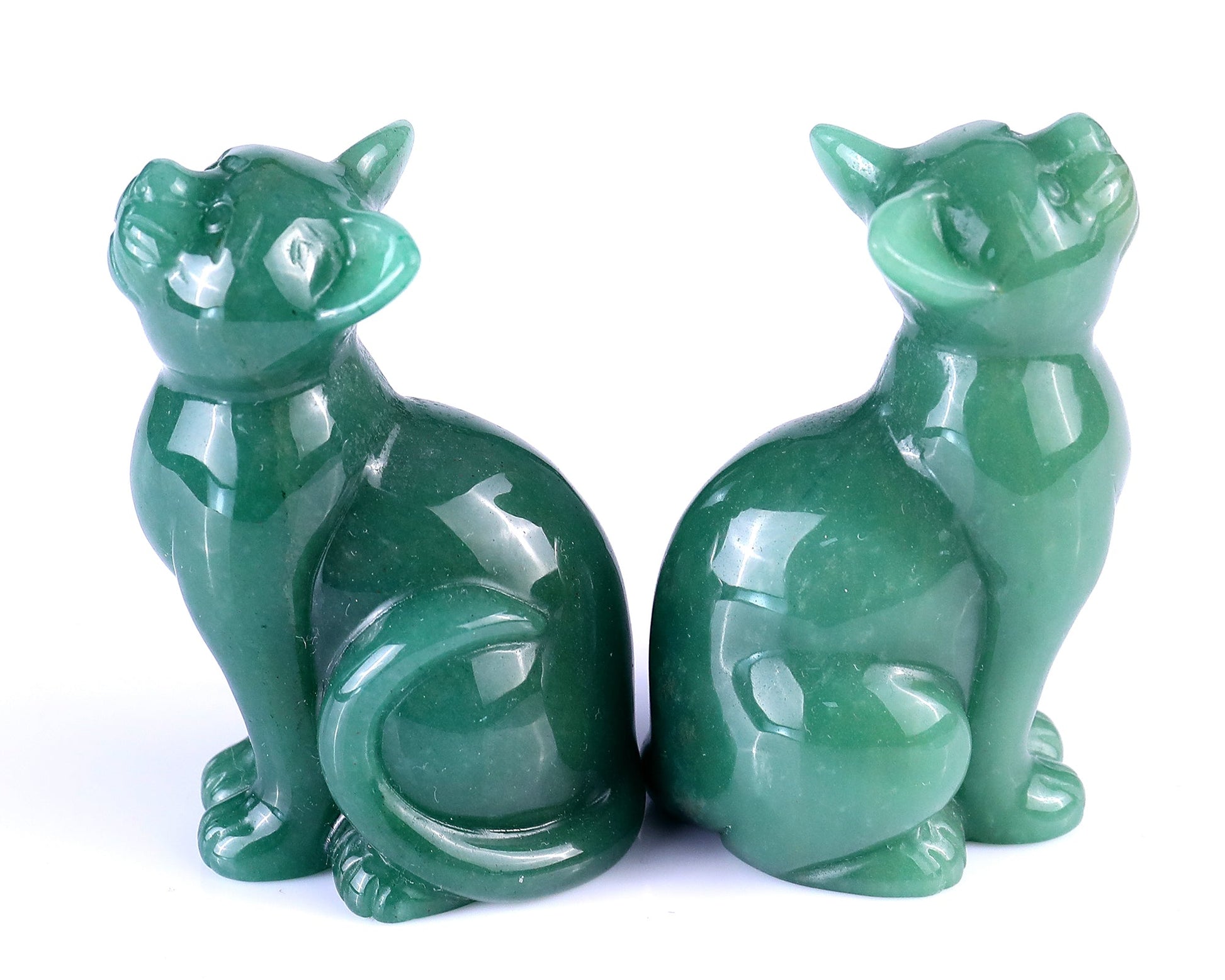Nicedony 3.0" Green Aventurine Hand Carved Crystal Cat Sculpture - View 4