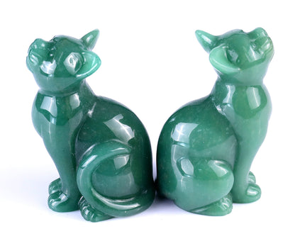 Nicedony 3.0" Green Aventurine Hand Carved Crystal Cat Sculpture - View 4