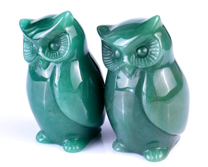 Nicedony 3.0" Green Aventurine Hand Carved Crystal Owl Sculpture - View 2