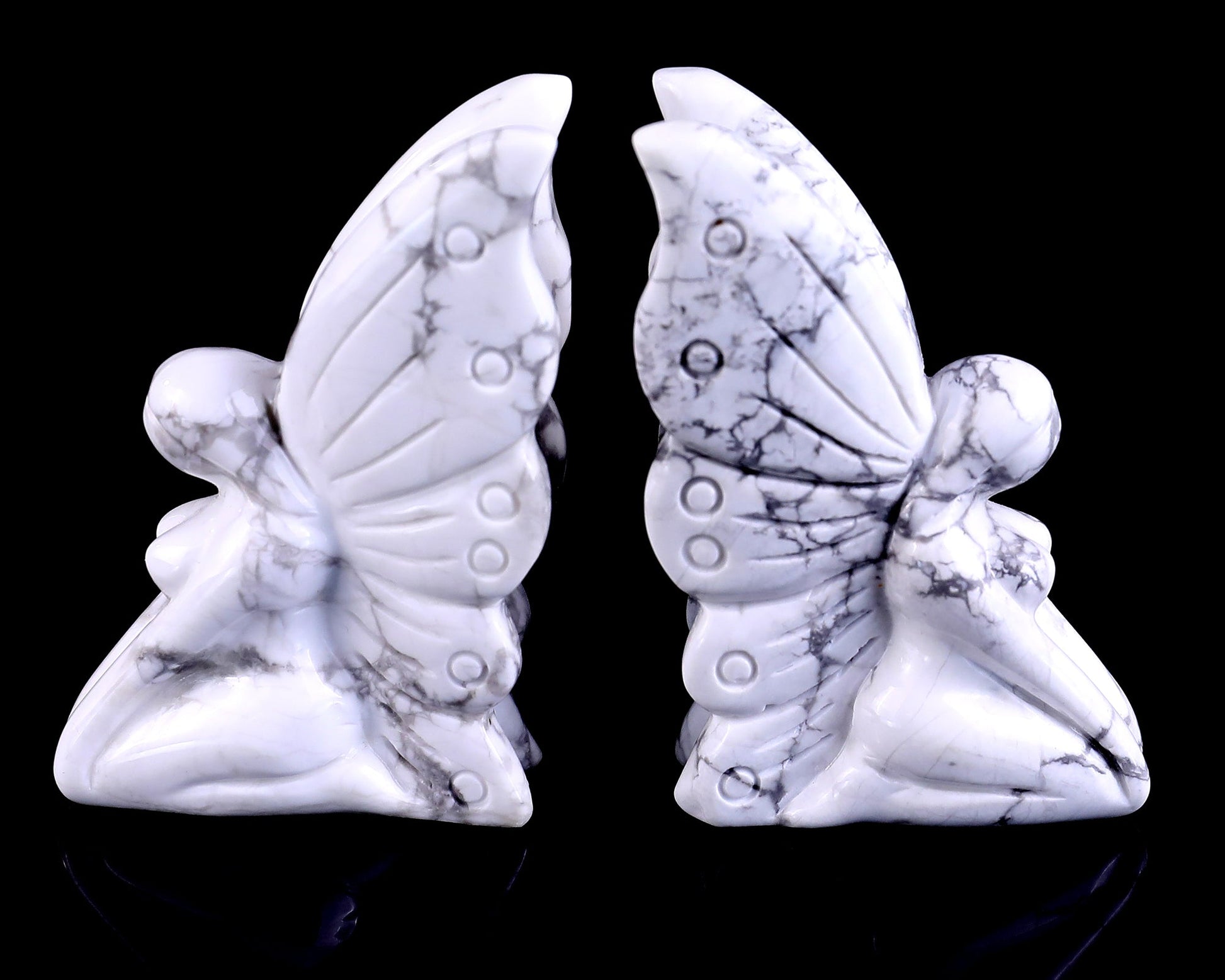Nicedony 3.0" Howlite Hand Carved Crystal Flower Faerie Sculpture - View 5