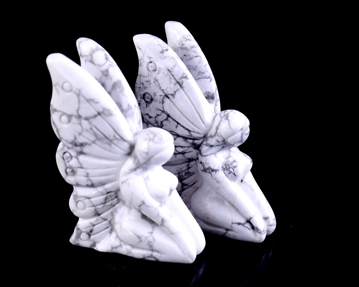 Nicedony 3.0" Howlite Hand Carved Crystal Flower Faerie Sculpture - View 8