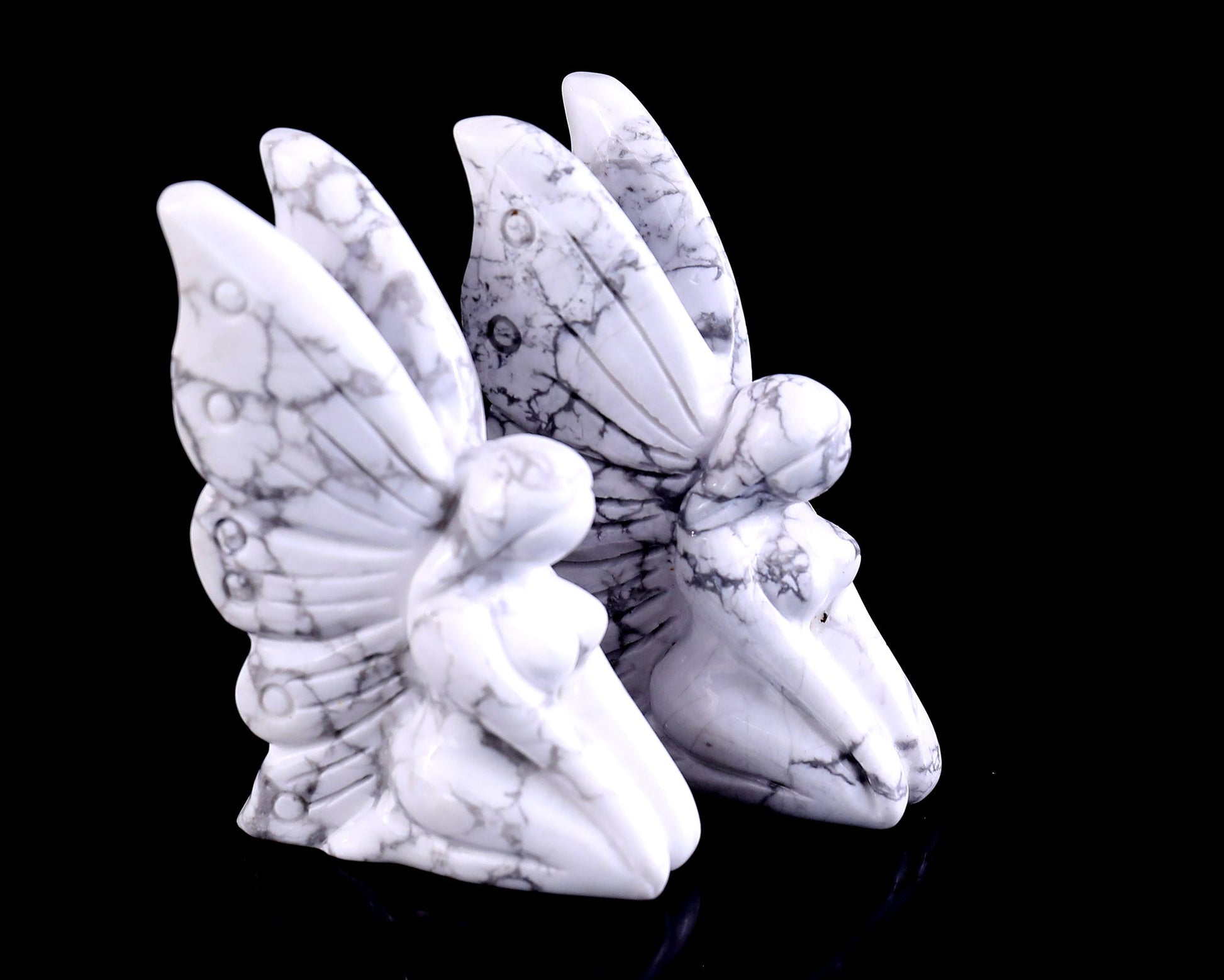 Nicedony 3.0" Howlite Hand Carved Crystal Flower Faerie Sculpture - View 8