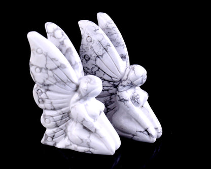 Nicedony 3.0" Howlite Hand Carved Crystal Flower Faerie Sculpture - View 8
