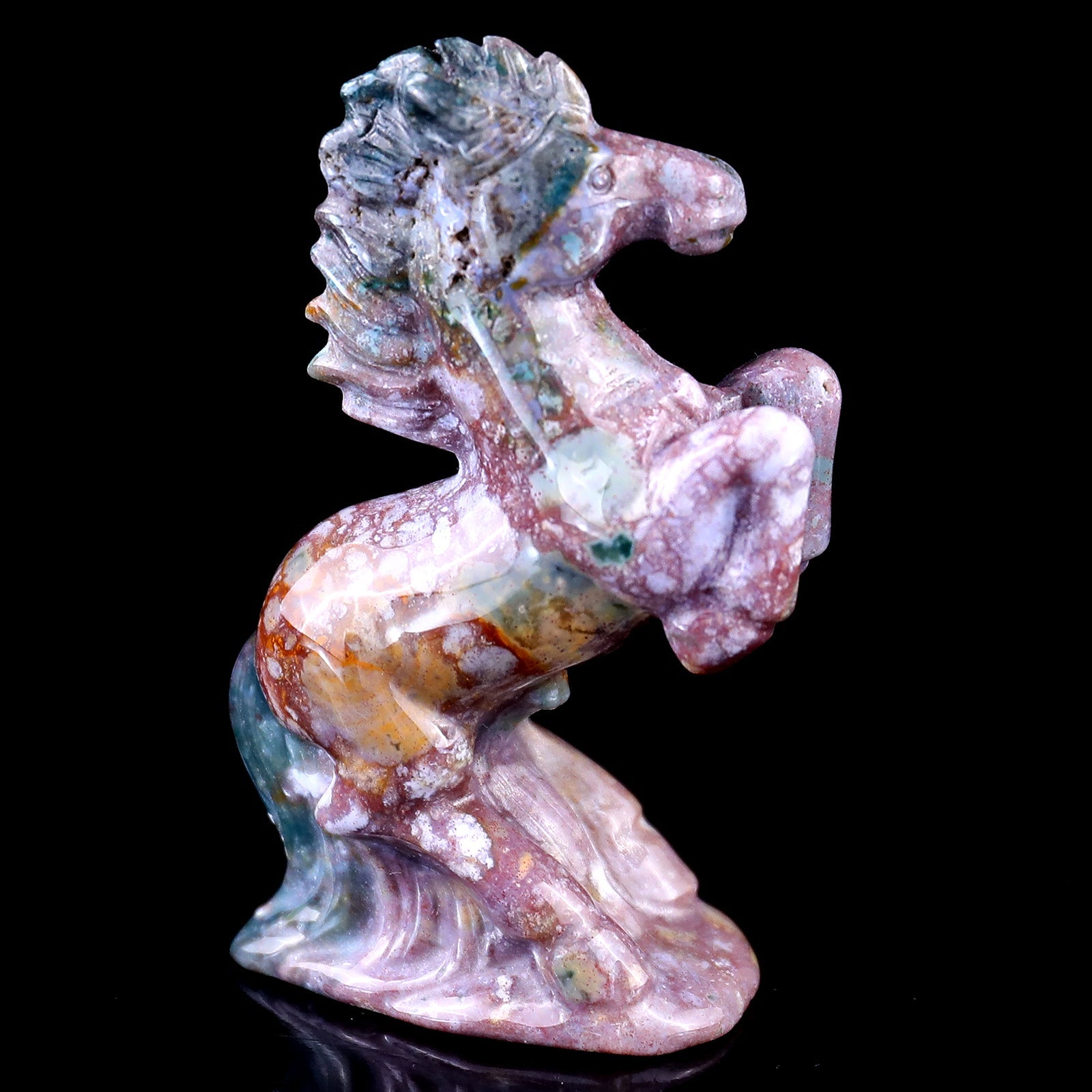 Nicedony 3.0" Indian Agate Hand Carved Crystal Horse Sculpture - #1100219