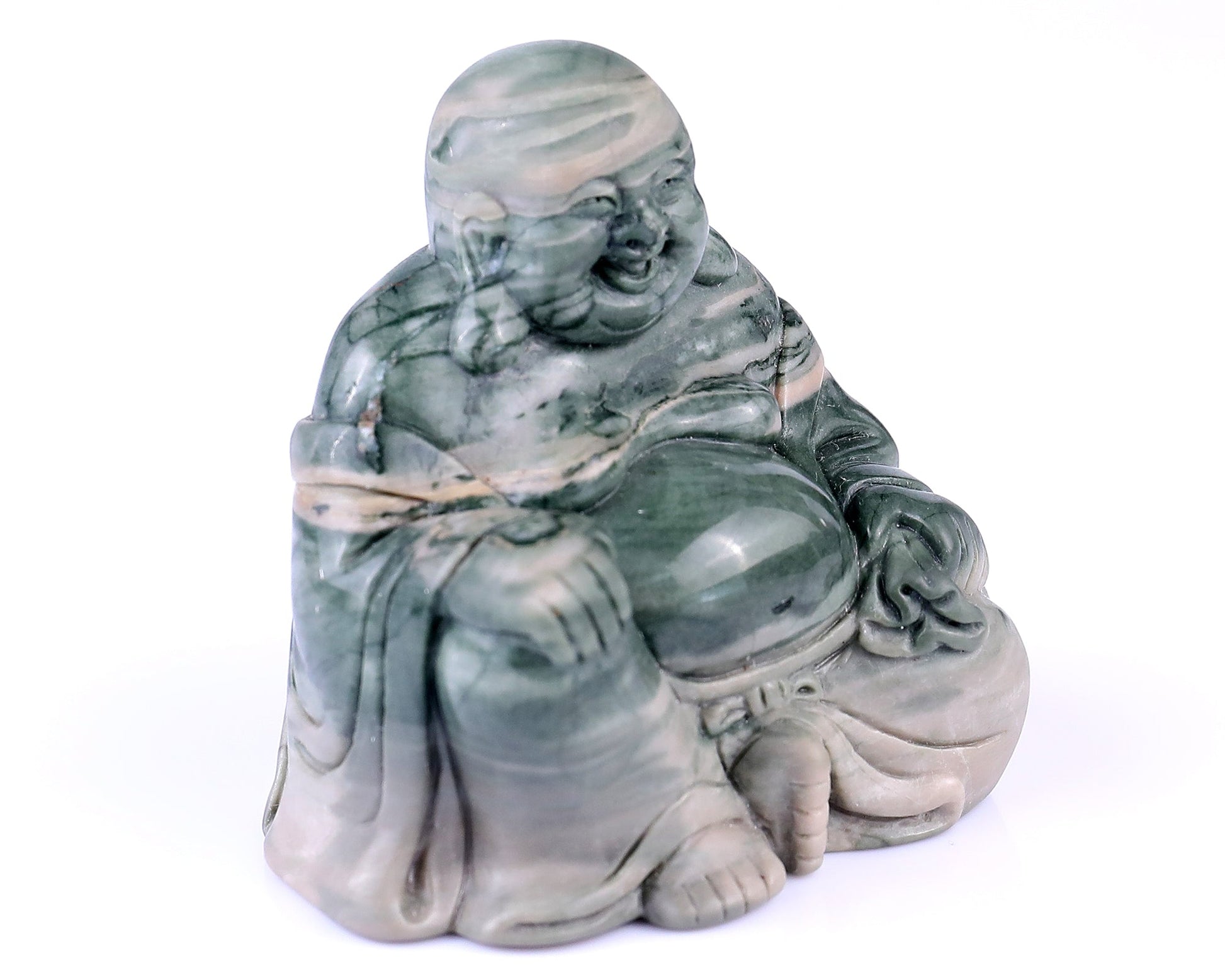 Nicedony 3.0" Jiulong Jade Hand Carved Crystal Buddha Sculpture