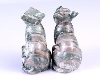 Nicedony 3.0" Jiulong Jade Hand Carved Crystal Cat Sculpture - View 5