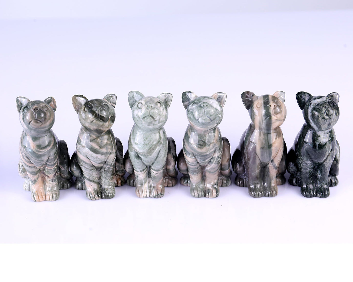 Nicedony 3.0" Jiulong Jade Hand Carved Crystal Cat Sculpture - View 8