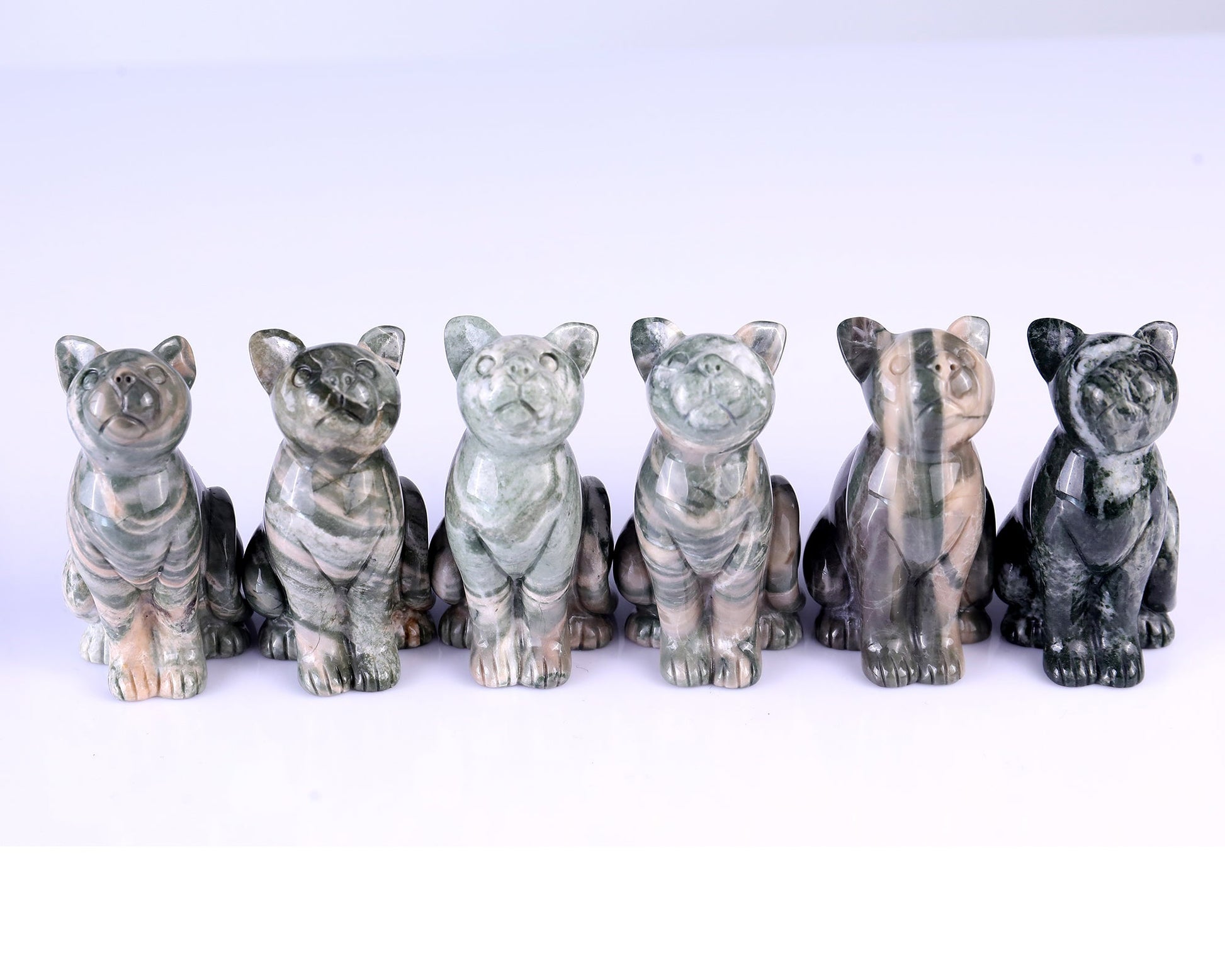 Nicedony 3.0" Jiulong Jade Hand Carved Crystal Cat Sculpture - View 8