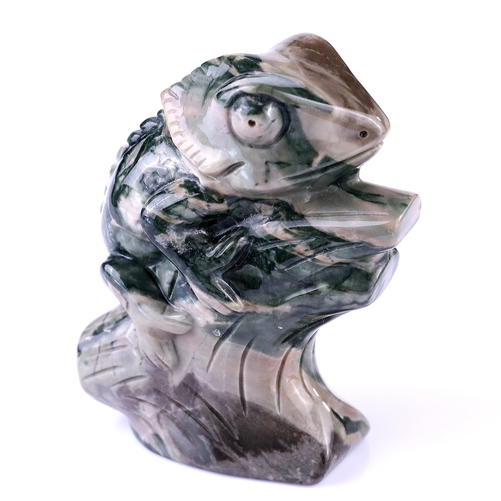 Nicedony 3.0" Jiulong Jade Hand Carved Crystal Lizard Sculpture - View 3