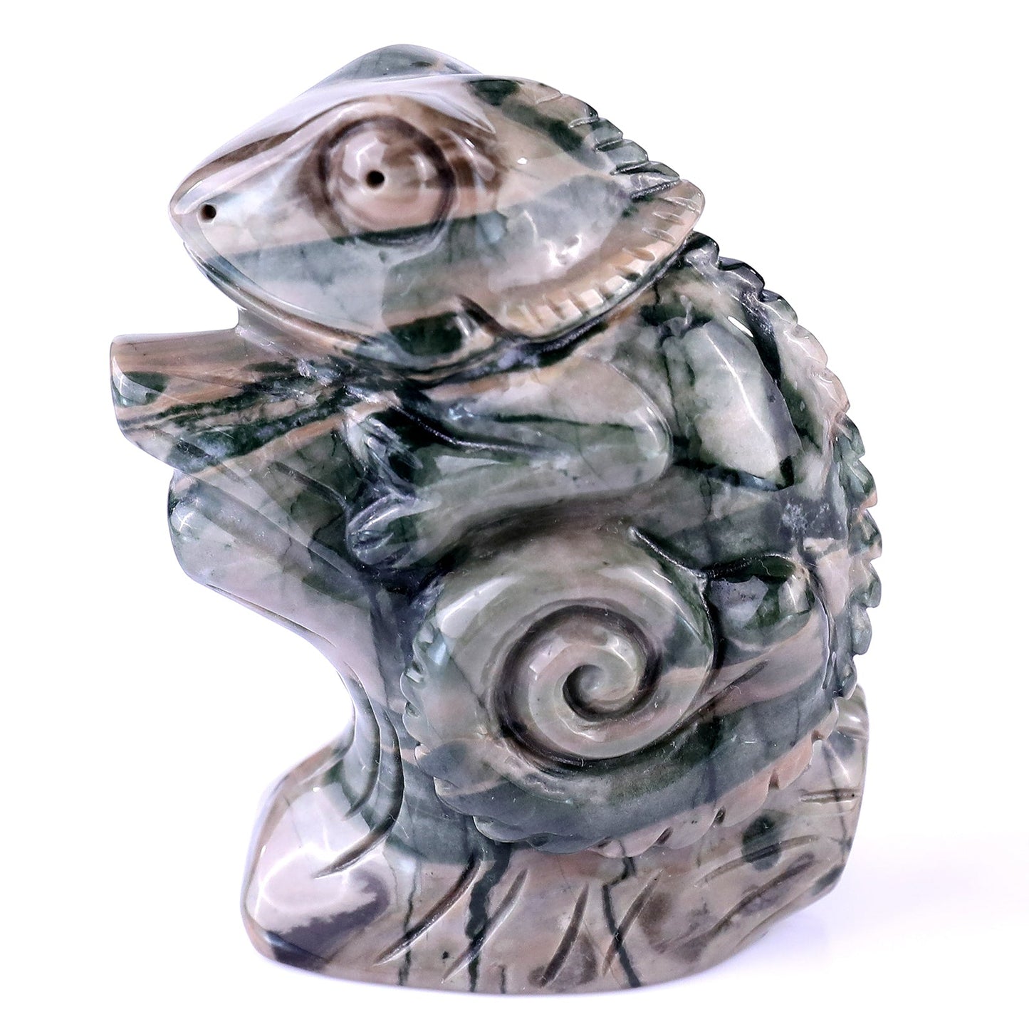 Nicedony 3.0" Jiulong Jade Hand Carved Crystal Lizard Sculpture - View 6