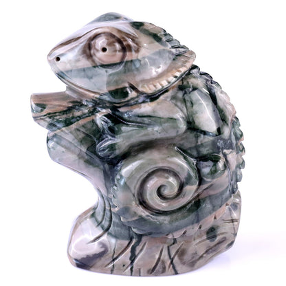 Nicedony 3.0" Jiulong Jade Hand Carved Crystal Lizard Sculpture - View 6