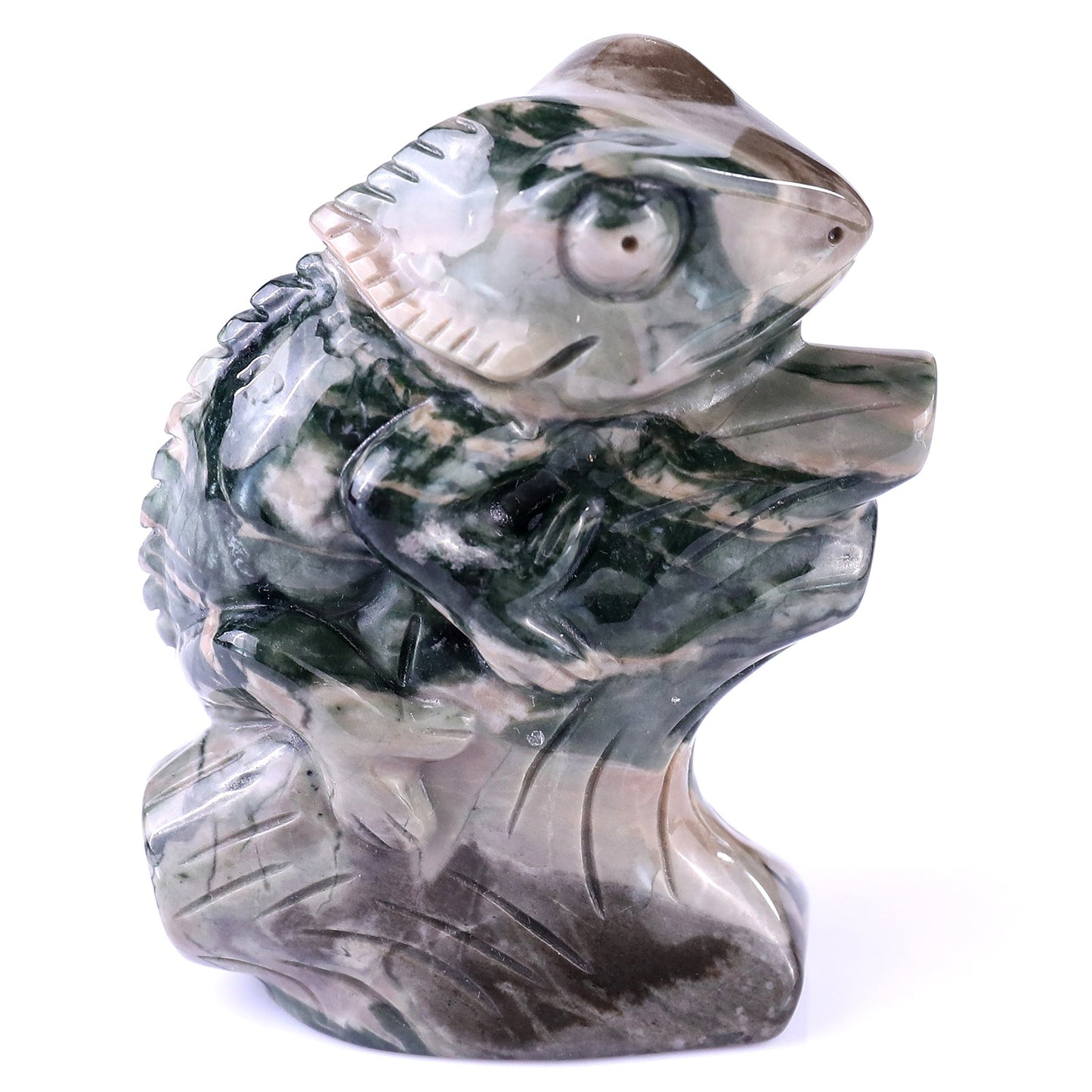 Nicedony 3.0" Jiulong Jade Hand Carved Crystal Lizard Sculpture - View 4