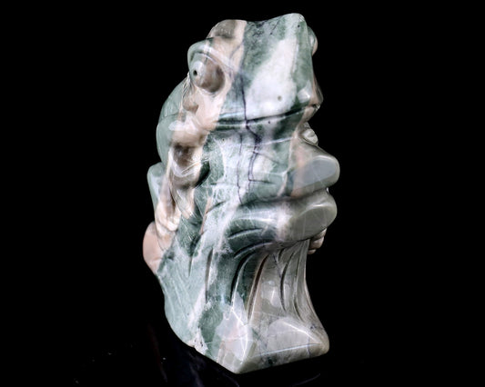 Nicedony 3.0" Jiulong Jade Hand Carved Crystal Lizard Sculpture
